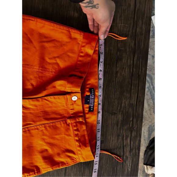 Ralph Lauren Collection Purple Label Cotton Orange sateen cargo pants Size 8 - Picture 14 of 16